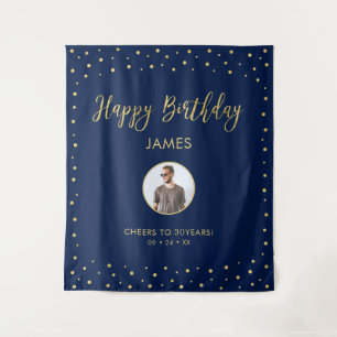 Gold & Blau Alles Gute zum Geburtstag Fototapete Wandteppich
