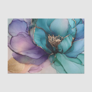 Gold Blau Aqua Violett Blume Seidenpapier