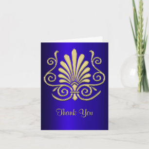 Gold Blau Art Deco Damast Danke