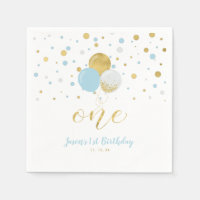 Gold & Blau | Balloons, Confetti Junge 1. Geburtst