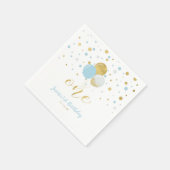 Gold & Blau | Balloons, Confetti Junge 1. Geburtst Serviette (Ecke)