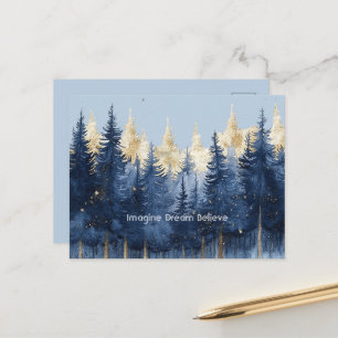 Gold Blau Bäume Stell Dir Vor Träume Glauben   Postkarte