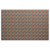 Gold Blau Blätter & Federn Stoff (Yard (91,4 cm))