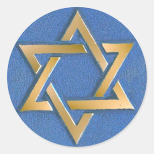 Gold Blau Davidstern Kunstpaneel   Runder Aufkleber