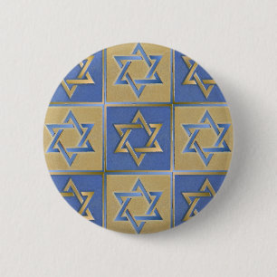Gold Blau Davidstern-Kunstpaneele Button