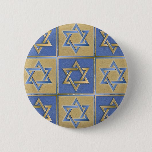 Gold Blau Davidstern-Kunstpaneele Button (Vorderseite)