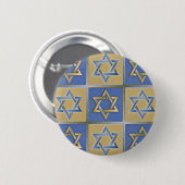 Gold Blau Davidstern-Kunstpaneele Button (Vorne & Hinten)
