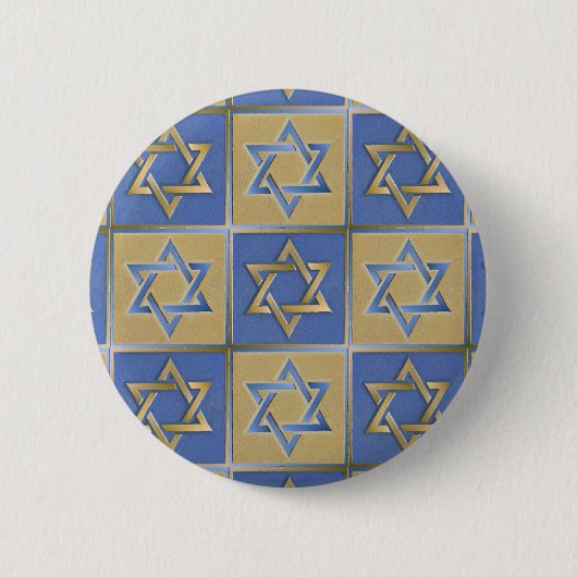 Gold Blau Davidstern-Kunstpaneele Button (Vorderseite)