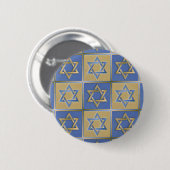 Gold Blau Davidstern-Kunstpaneele Button (Vorne & Hinten)