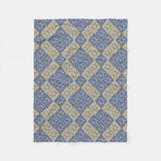 Gold Blau Davidstern-Kunstpaneele Fleecedecke (Vorderseite)