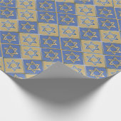 Gold Blau Davidstern-Kunstpaneele Geschenkpapier (Ecke)