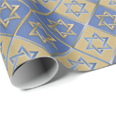 Gold Blau Davidstern-Kunstpaneele Geschenkpapier (Rolleneckpunkt)