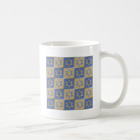 Gold Blau Davidstern-Kunstpaneele Kaffeetasse (Rechts)