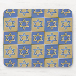 Gold Blau Davidstern-Kunstpaneele Mousepad