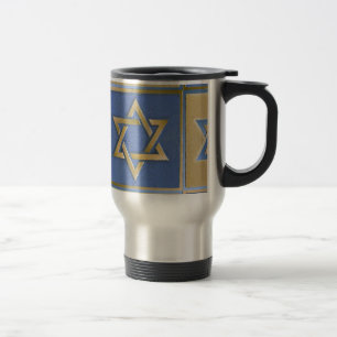 Gold Blau Davidstern-Kunstpaneele Reisebecher