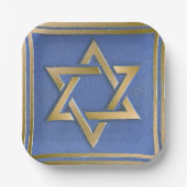 Gold Blau Davidstern Kunstpanel Pappteller (Vorderseite)
