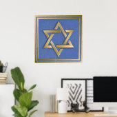 Gold Blau Davidstern Kunstpanel Poster (Heimbüro)