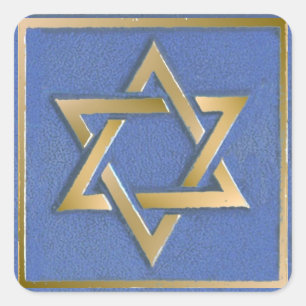Gold Blau Davidstern Kunstpanel Quadratischer Aufkleber