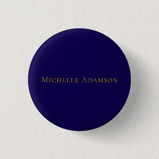 Gold & Blau Farbe Professionell Schlicht Modern Button (Vorderseite)