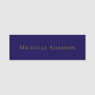 Gold & Blau Farbe Professionell Schlicht Modern Namensschild