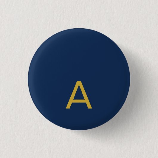 Gold & Blau Farbiges Monogramm Professioneller Anf Button (Vorderseite)