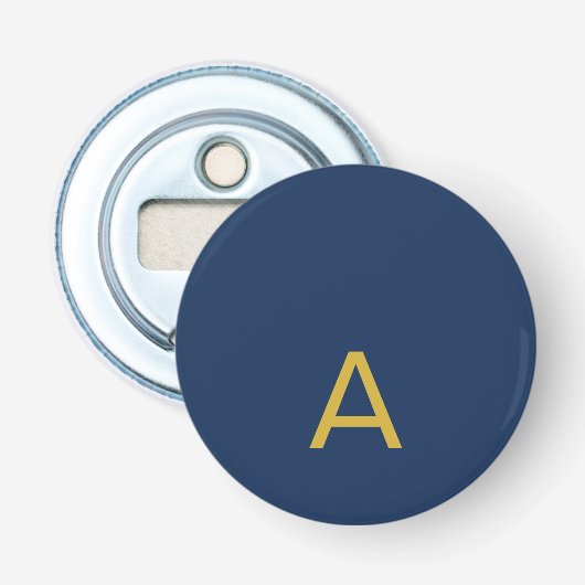 Gold & Blau Farbiges Monogramm Professioneller Anf Flaschenöffner (Vorderseite)