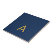 Gold & Blau Farbiges Monogramm Professioneller Anf Fliese (Seite)
