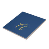 Gold & Blau Farbiges Monogramm Professioneller Anf Fliese (Seite)