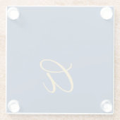 Gold & Blau Farbiges Monogramm Professioneller Anf Glasuntersetzer (Rückseite)