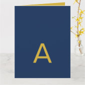 Gold & Blau Farbiges Monogramm Professioneller Anf Karte (Gelbe Blume)