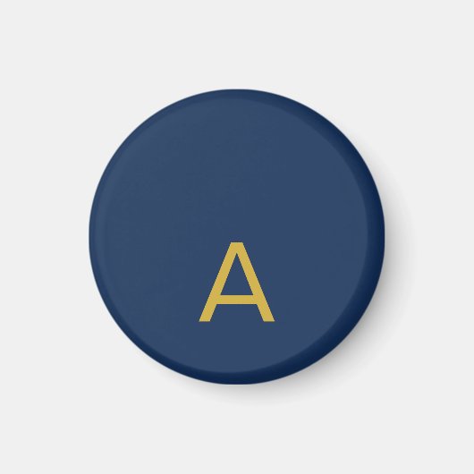 Gold & Blau Farbiges Monogramm Professioneller Anf Magnet (Vorne)
