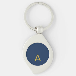 Gold & Blau Farbiges Monogramm Professioneller Anf Schlüsselanhänger