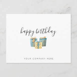 Gold Blau Geschäft Mitarbeiter Geburtstag  Postkarte