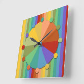 Gold, Blau, grüne Streifen Fun Square Wall Uhr (Winkel)