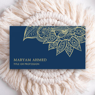 Gold Blau Henna Mehndi Islamisch Visitenkarte