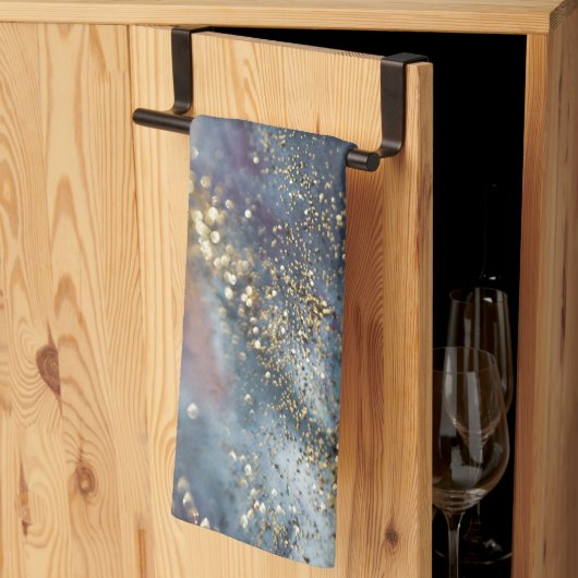 Gold Blau Lila Glitter Glam 1 Geschirrtuch (Drittel gefaltet)
