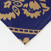Gold & Blau: Luxus Damask Fleecedecke (Ecke)