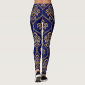 Gold & Blau: Luxus Damask Leggings (Rückseite)