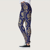 Gold & Blau: Luxus Damask Leggings (Links)