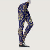 Gold & Blau: Luxus Damask Leggings (Rechts)