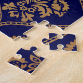 Gold & Blau: Luxus Damask Puzzle (Seite)