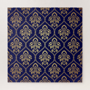 Gold & Blau: Luxus Damask Puzzle