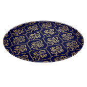 Gold & Blau: Luxus Damask Schneidebrett (Ecke)