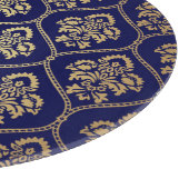 Gold & Blau: Luxus Damask Schneidebrett (Ecke)