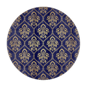 Gold & Blau: Luxus Damask Schneidebrett