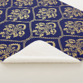 Gold & Blau: Luxus Damask Sherpadecke (3/4)
