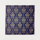 Gold & Blau: Luxus Damask Wandteppich (Vorderseite)