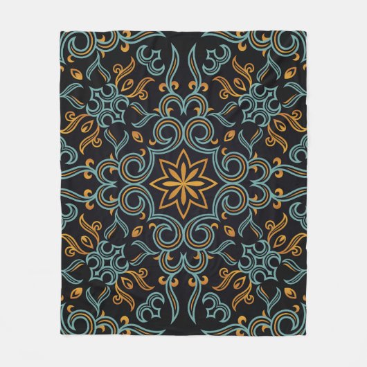 Gold & Blau: Ornamental Vintag Fleecedecke (Vorderseite)