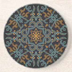 Gold & Blau: Ornamental Vintag Getränkeuntersetzer