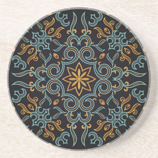 Gold & Blau: Ornamental Vintag Getränkeuntersetzer (Vorne)